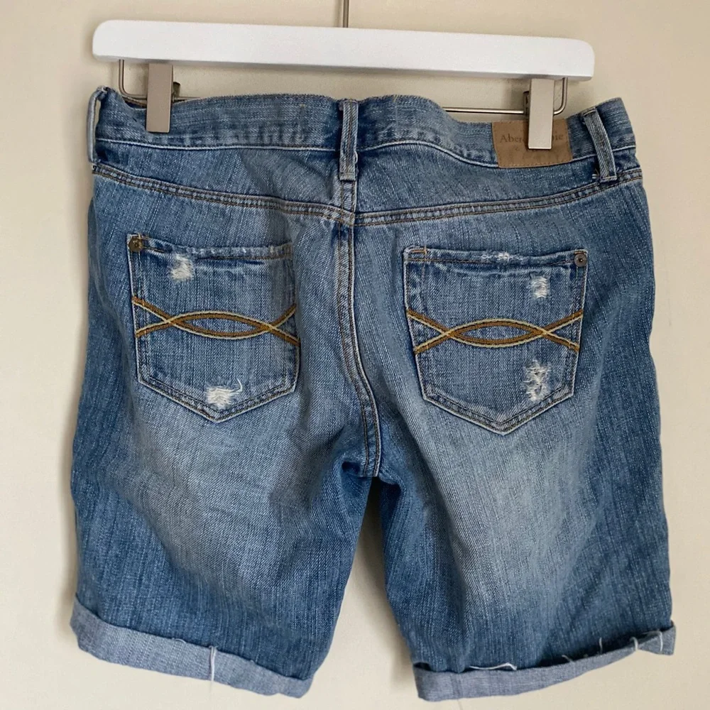 Abercrombie & Fitch Light Blue Distressed Denim Jean Shorts